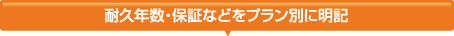 耐久年数・保証などをプラン別に明記